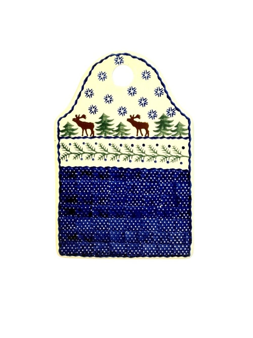 Polish Pottery Ceramic Cutting Board Ceramika Artystyczna Winter Moose Trees